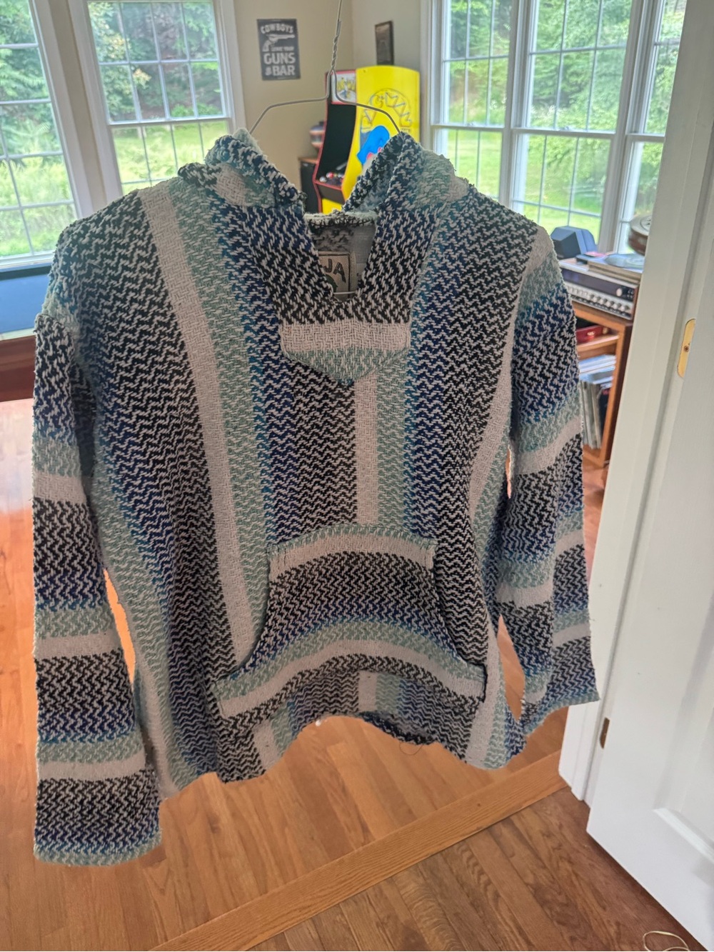 Baha Striped Hooded Knit Sweater - Blue & Cream